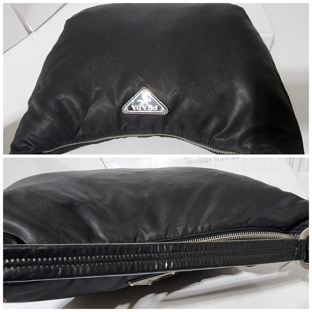 PRADA Tessuto Nylon Saffiano Sacca Shoulder Bag Black